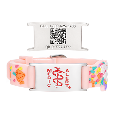 QR Code Child Titanium Medical ID Bracelet Peachy Pink, Peachy Pink, large image number 0